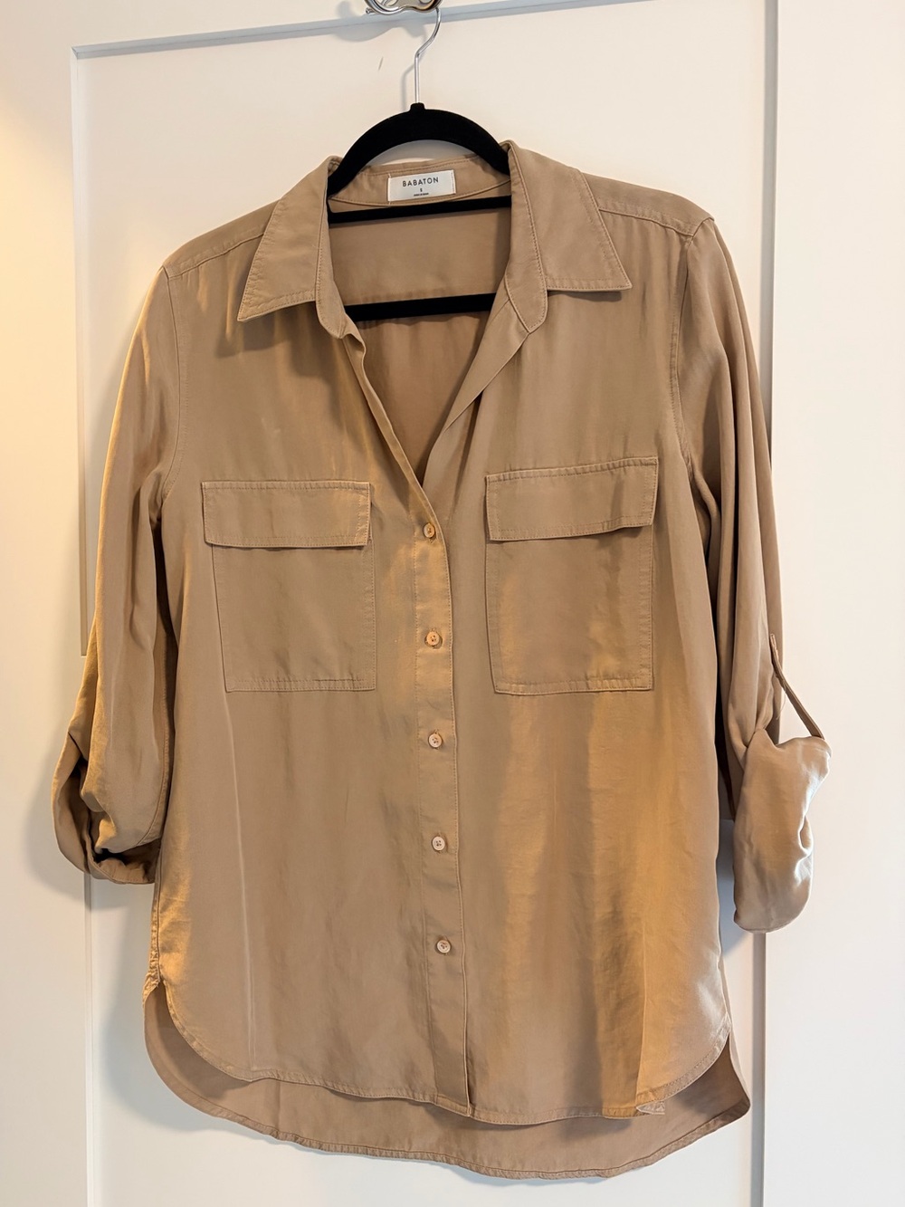 Babaton Beige Utility Button-Down Shirt